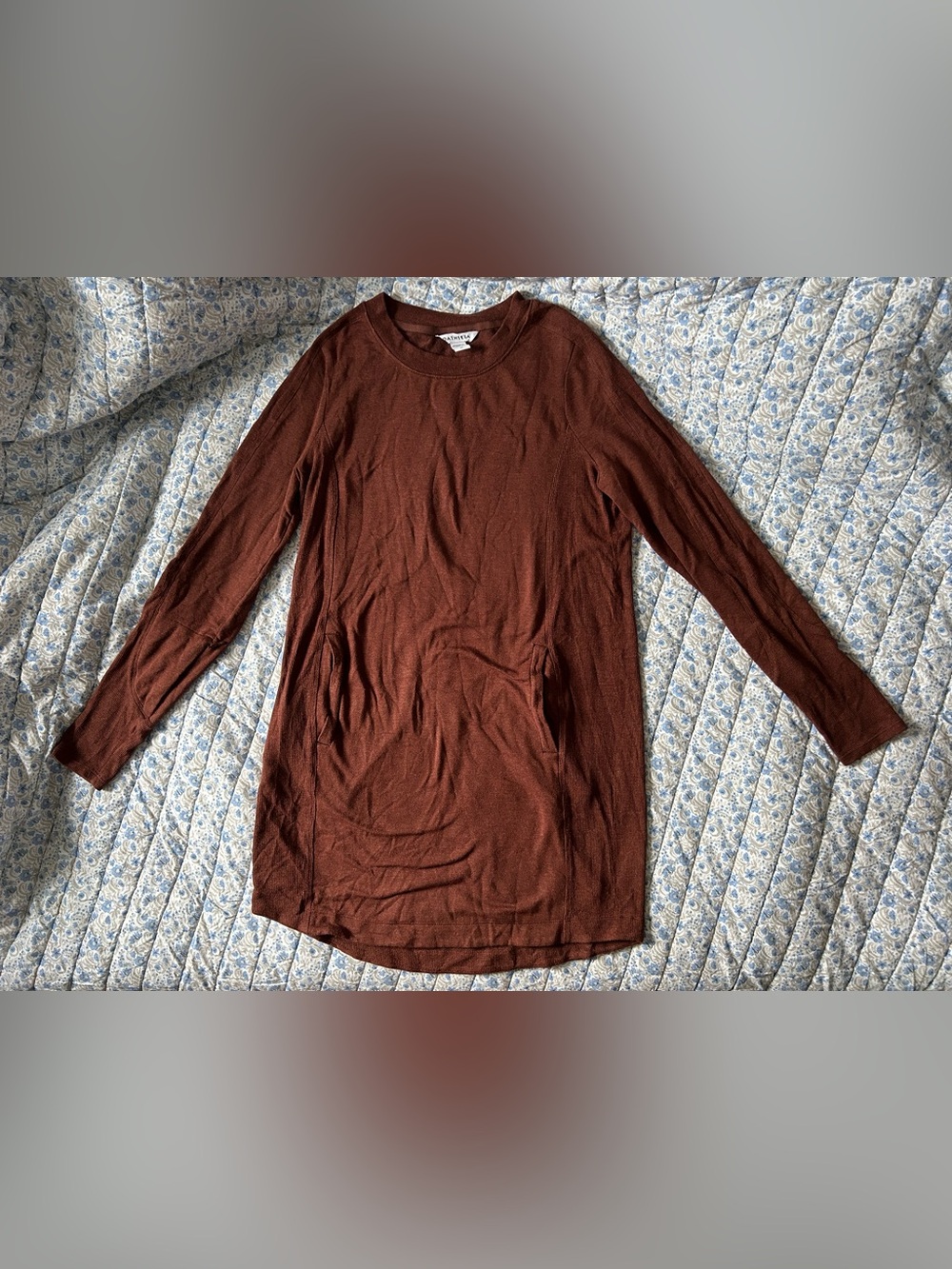 Athleta Brown Long Sleeve Soft Balance Dress W/ Pockets Size M